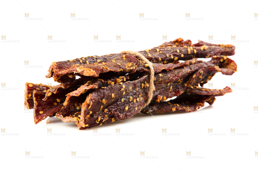 白底上放着风干牦牛肉干