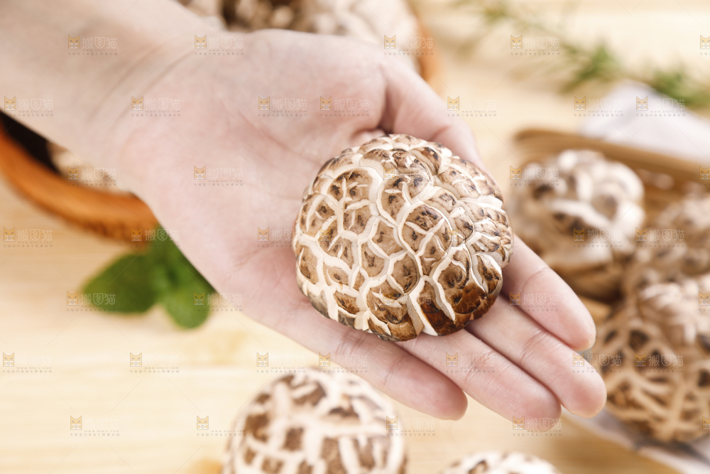 手里拿着冬菇