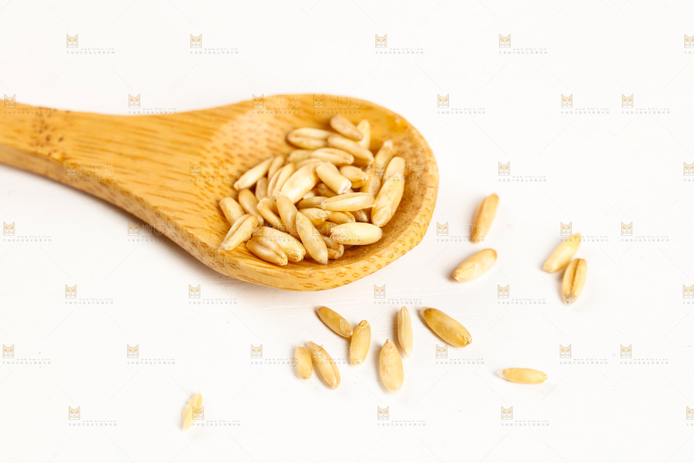 勺子上舀着燕麦仁