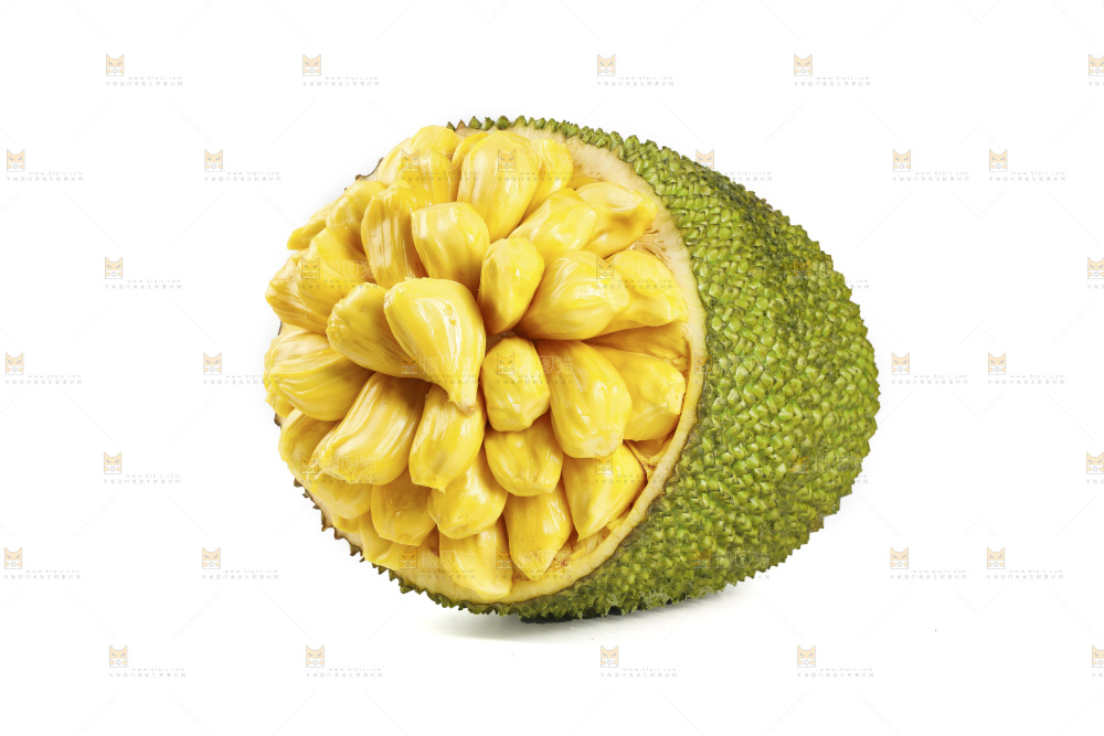 白底上放着黄肉菠萝蜜