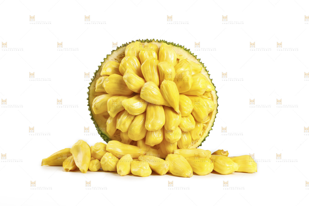 白底上放着黄肉菠萝蜜