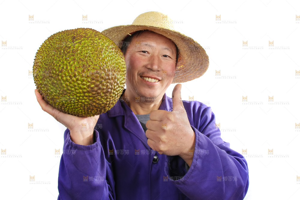 农民手里抱着菠萝蜜