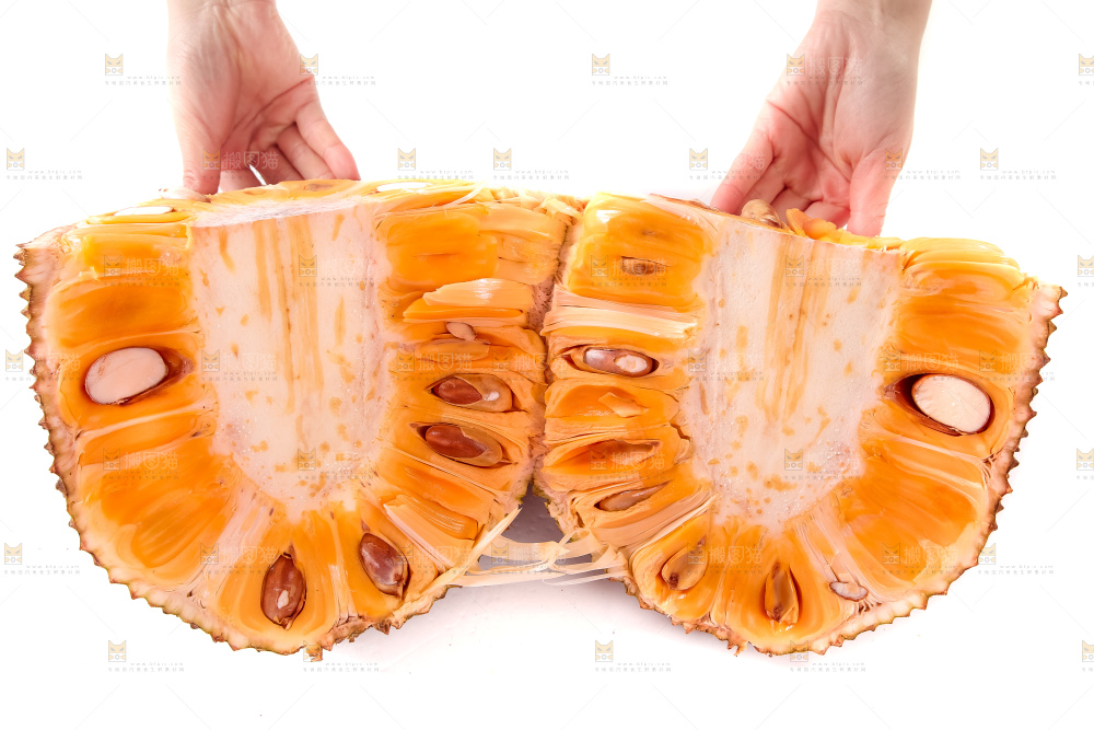 白底上的红肉菠萝蜜