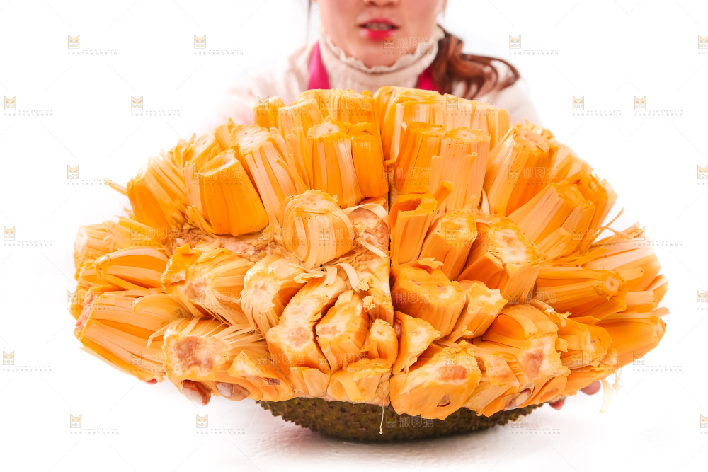 白底上的红肉菠萝蜜