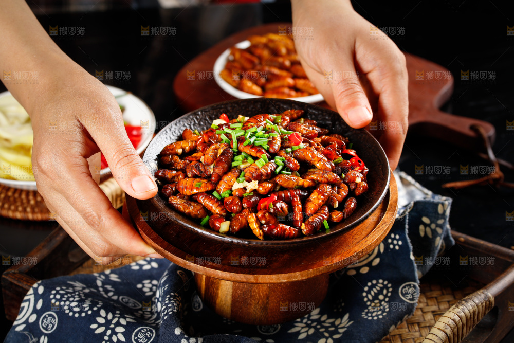 一盘干煸蚕蛹