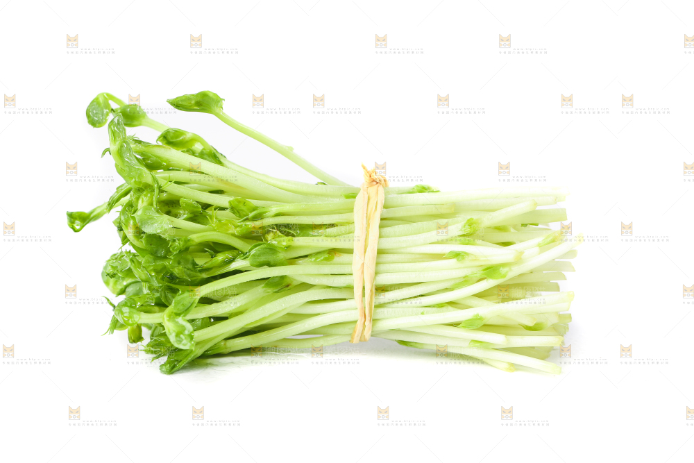 白底上放着豌豆芽菜