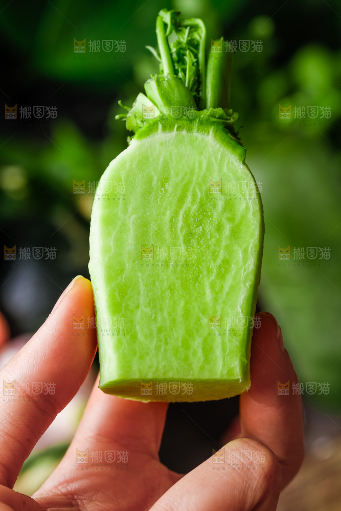 手上拿着削了皮的青萝卜