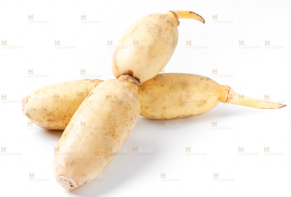 白底上放着莲藕