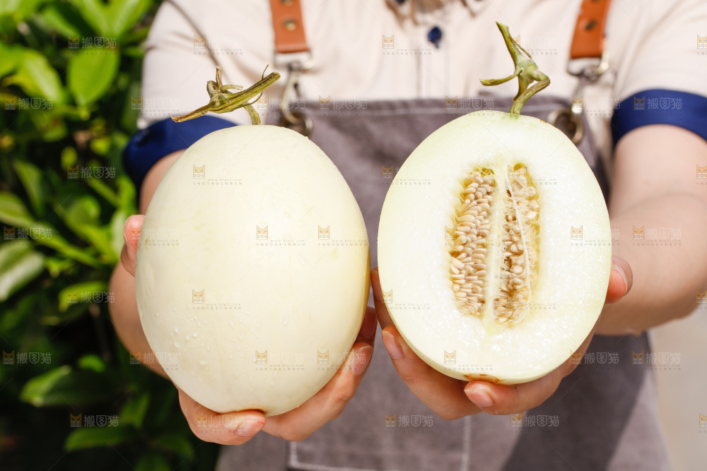 手里拿着甜瓜