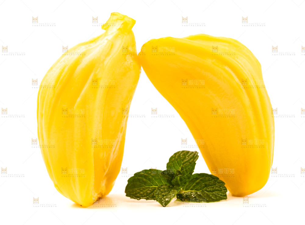 白底上放着黄肉菠萝蜜