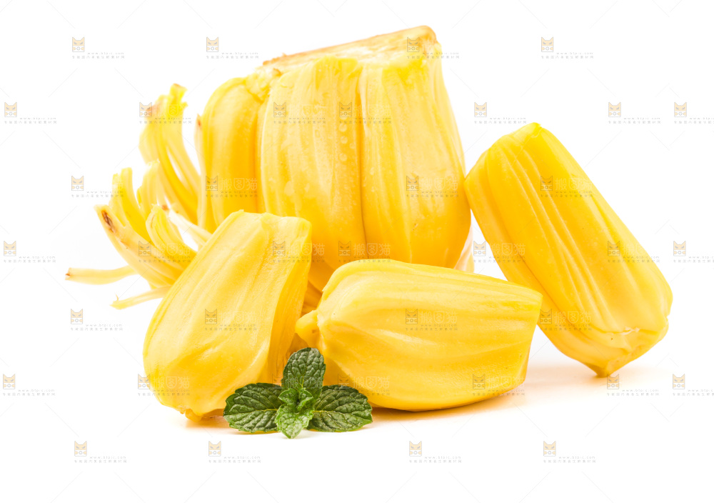白底上的黄肉菠萝蜜