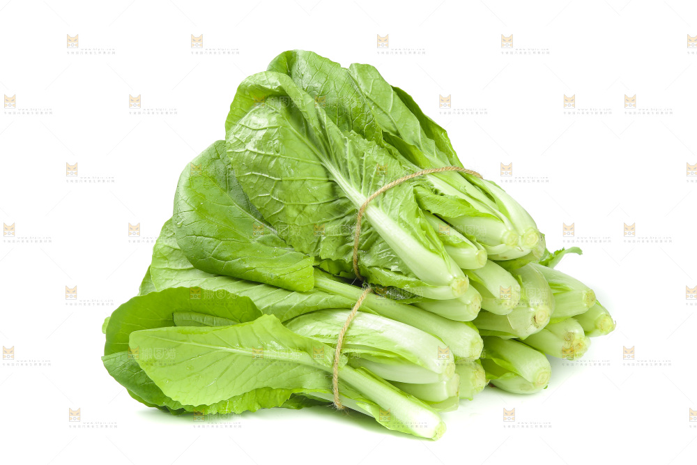 白底上放着一堆小白菜