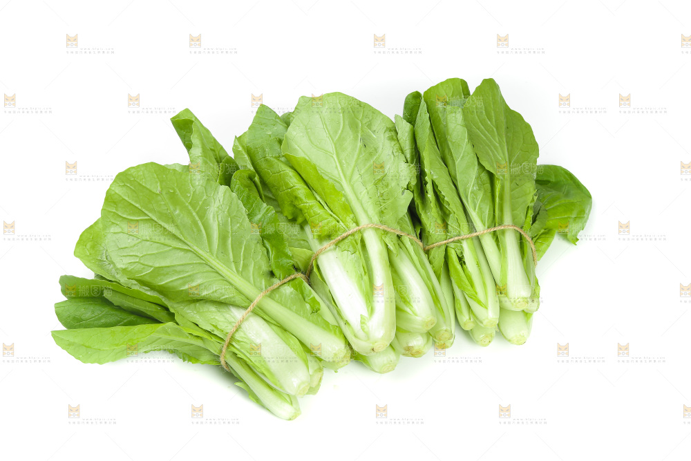 白底上放着一堆小白菜