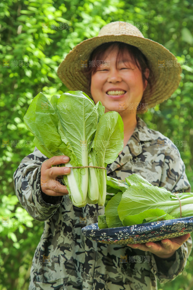 手里拿着小白菜