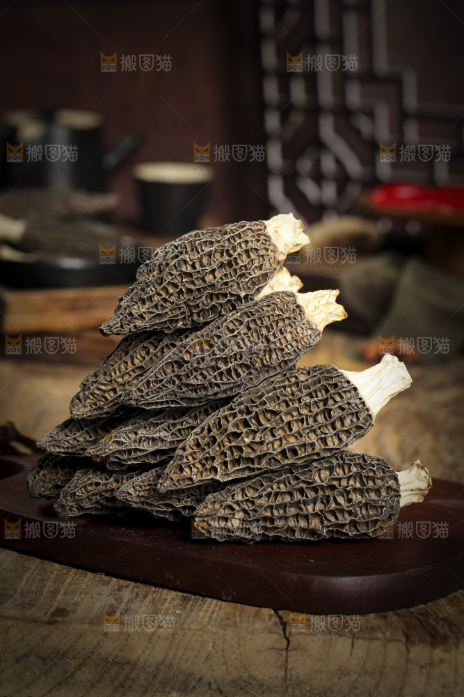 一堆干羊肚菌