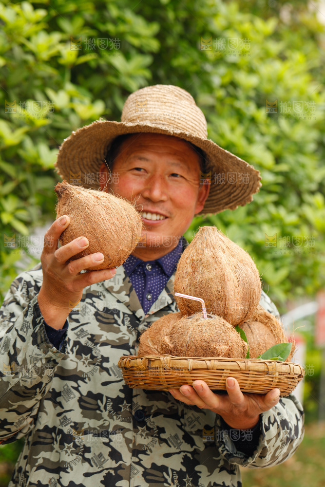 手里拿着海南老椰子