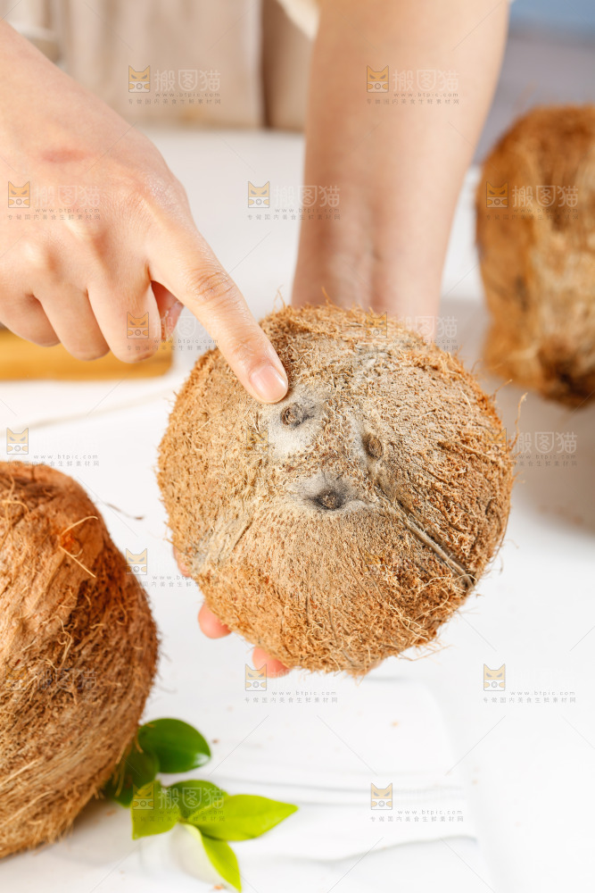 手里拿着老椰子