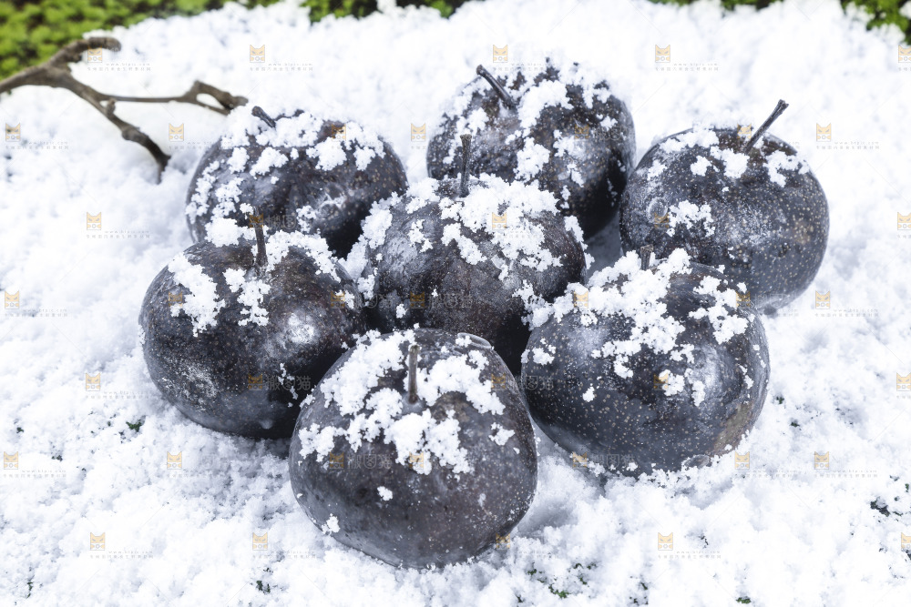 雪地里放着一堆冻梨