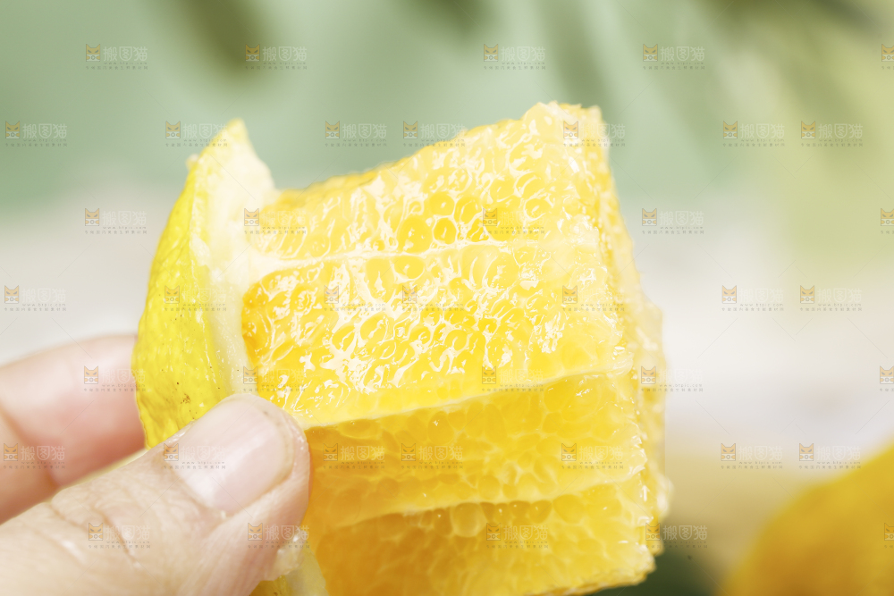 手拿着贡柚果肉