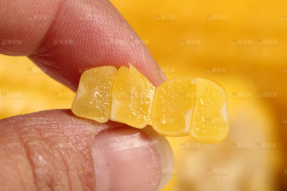 手里拿着黄糯玉米粒