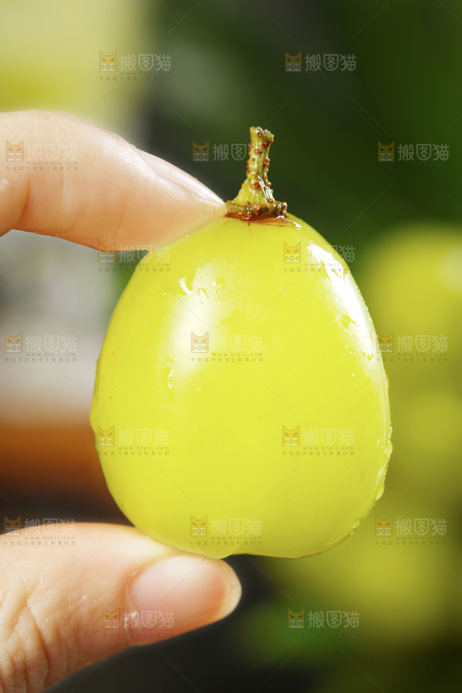 手里拿着阳光玫瑰葡萄