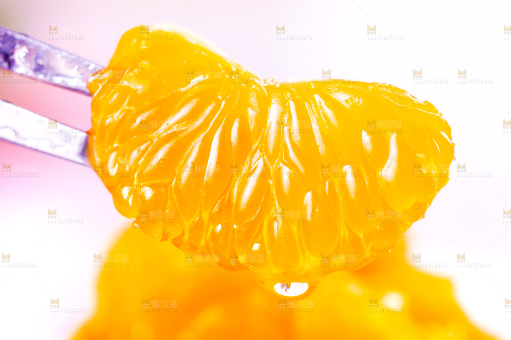 叉子上叉着广西清香蜜桔果肉