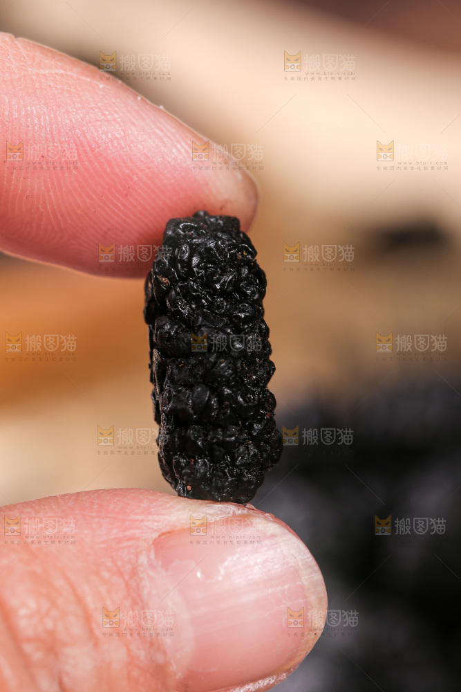 手里拿着桑葚干