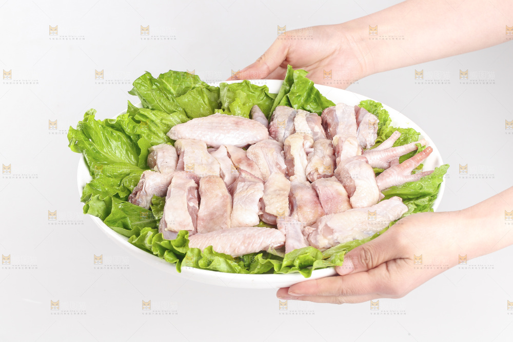 白底上的生鲜鸡肉