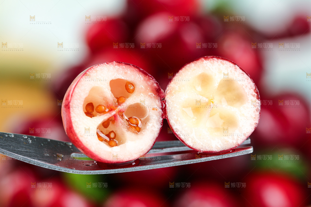 叉子上的蔓越莓