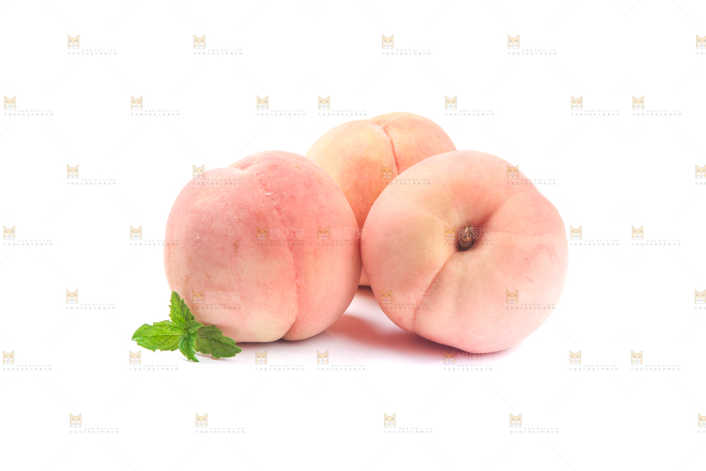 白底上放着阳山水蜜桃