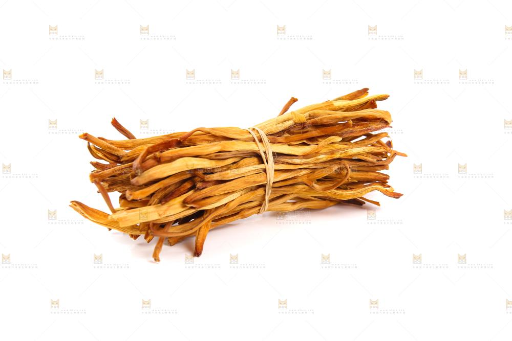 白底上的一捆黄花菜