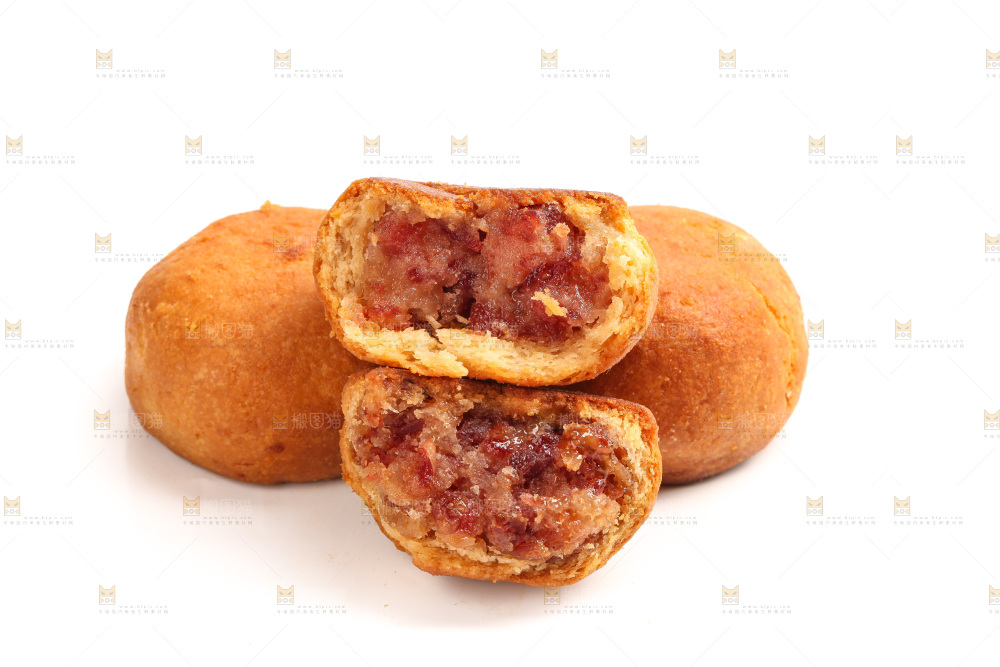白底上的火腿月饼