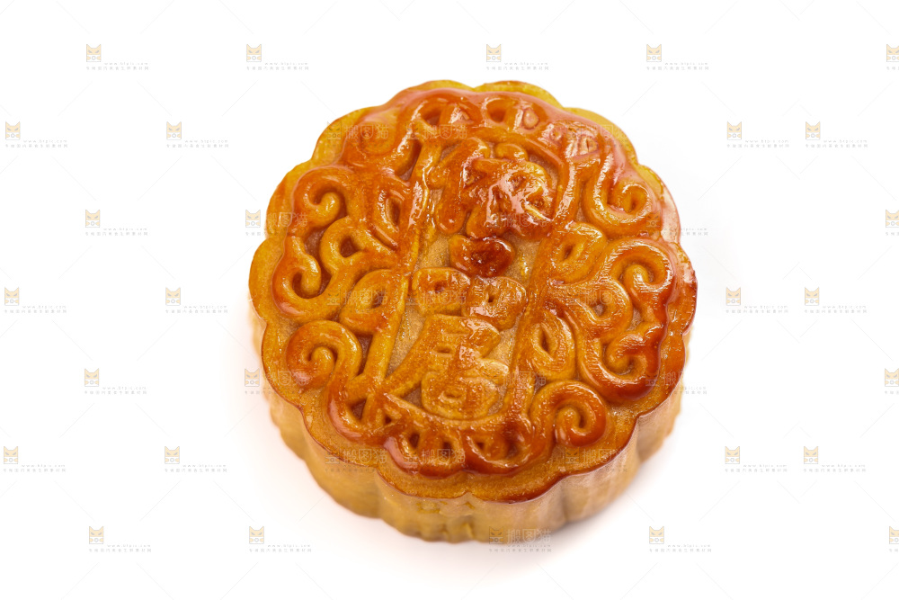 白底上的广式蛋黄月饼