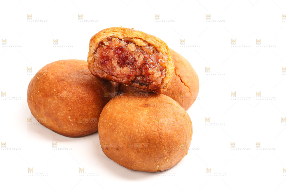 白底上的火腿月饼