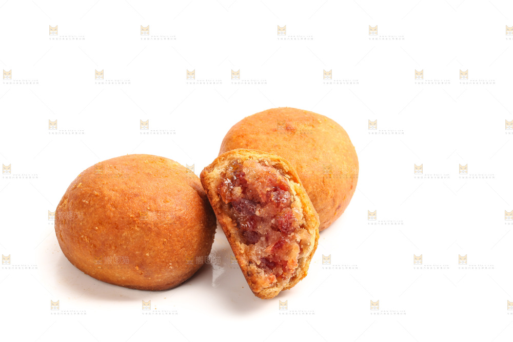白底上的火腿月饼