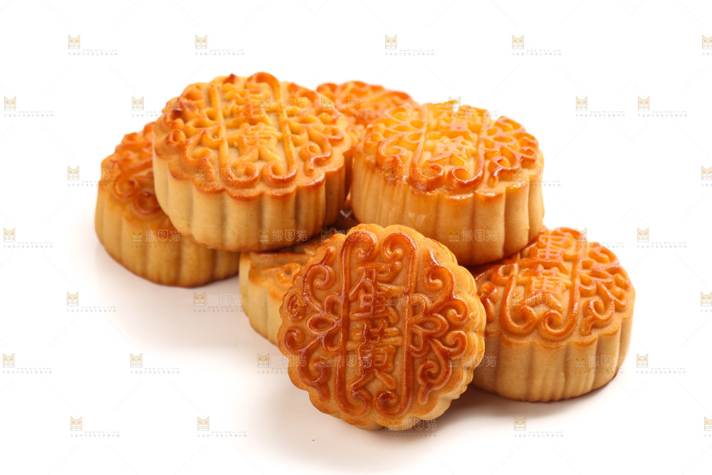 白底上的广式蛋黄月饼