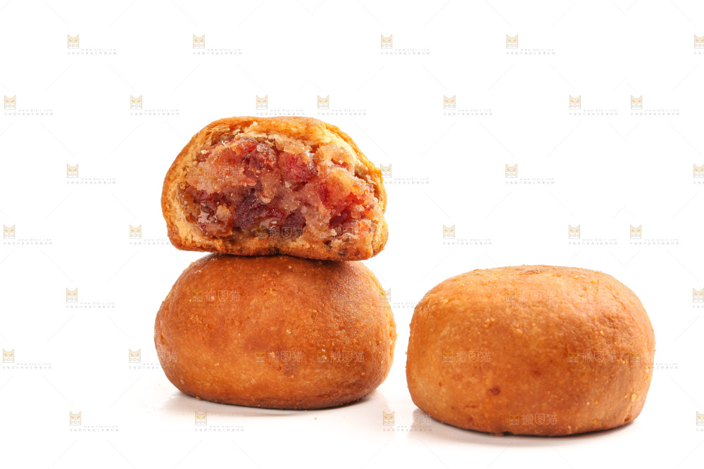 白底上的火腿月饼