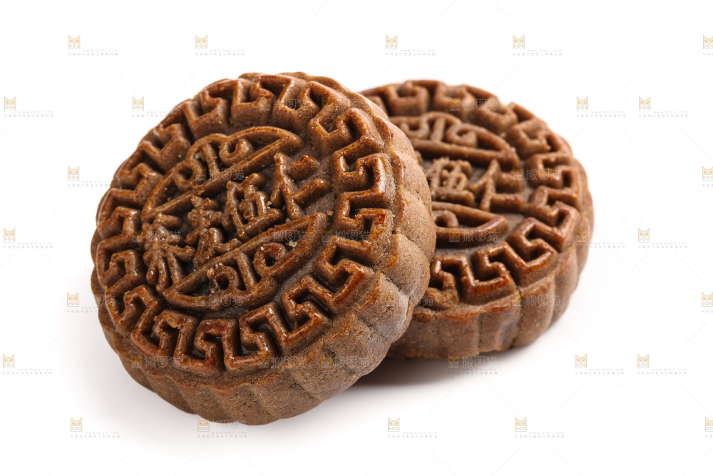 白底上的荞麦五仁月饼