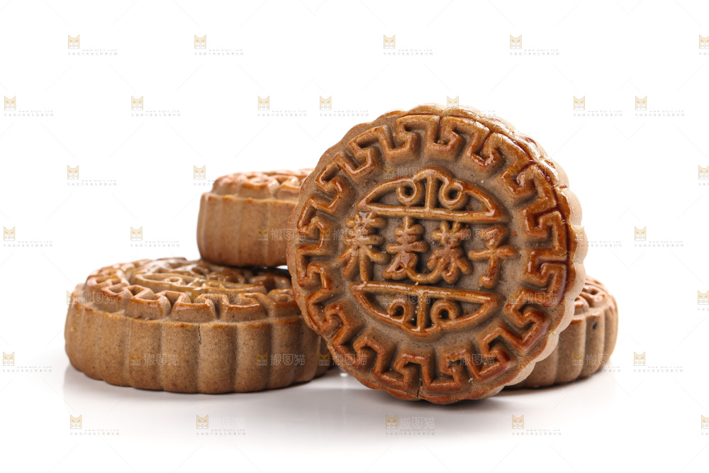白底上的荞麦苏子月饼