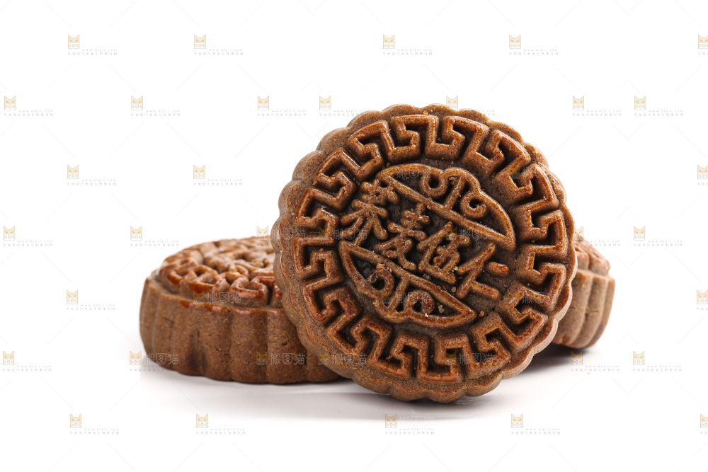 白底上的荞麦五仁月饼