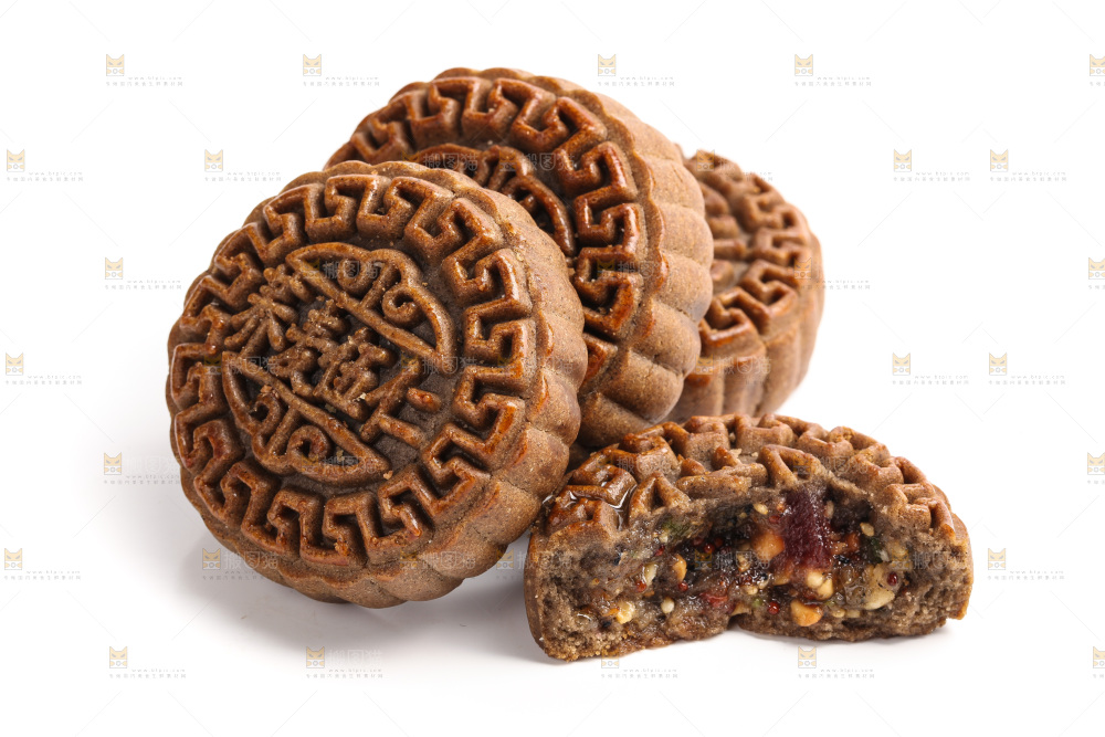 白底上的荞麦五仁月饼