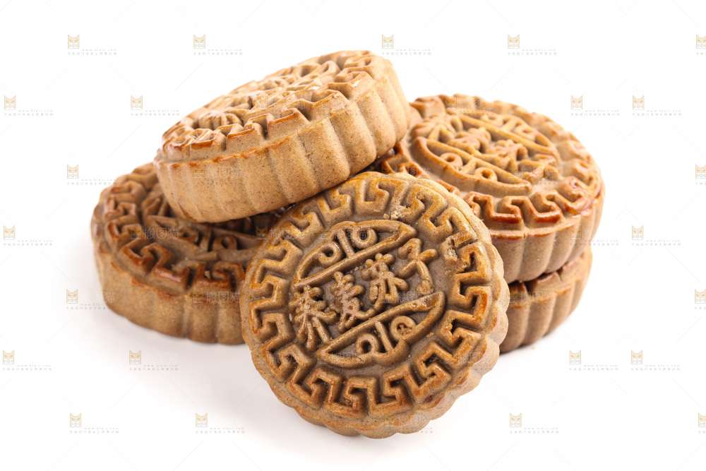 白底上的荞麦苏子月饼