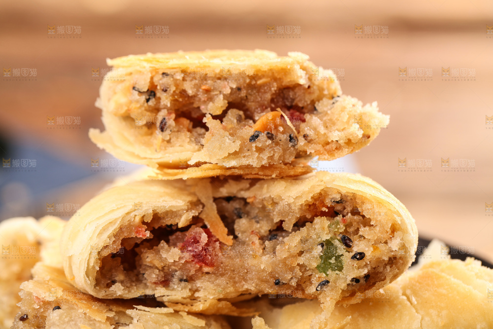 酥皮五仁月饼纹理