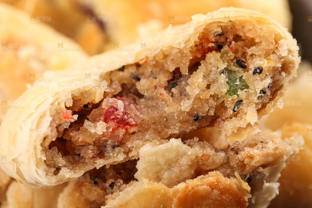 酥皮五仁月饼纹理