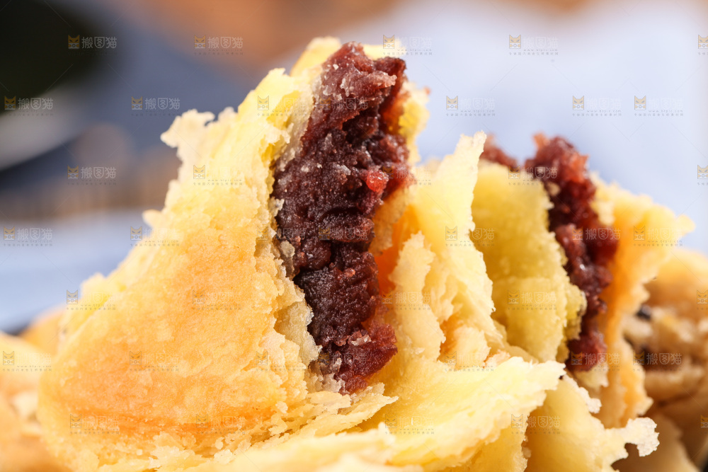 酥皮豆沙月饼纹理