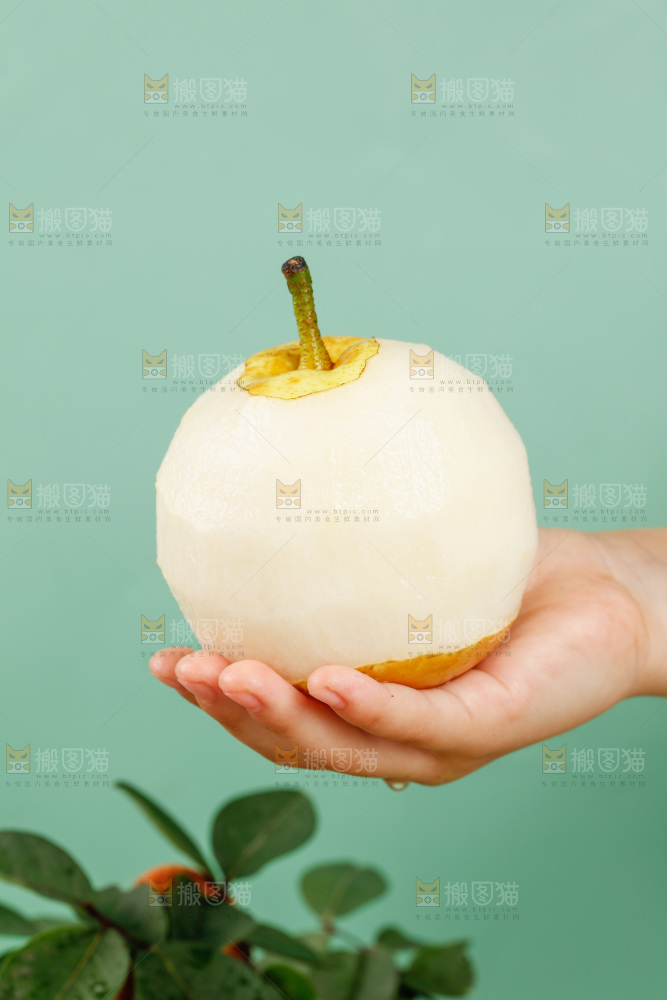 手上拿着水晶梨