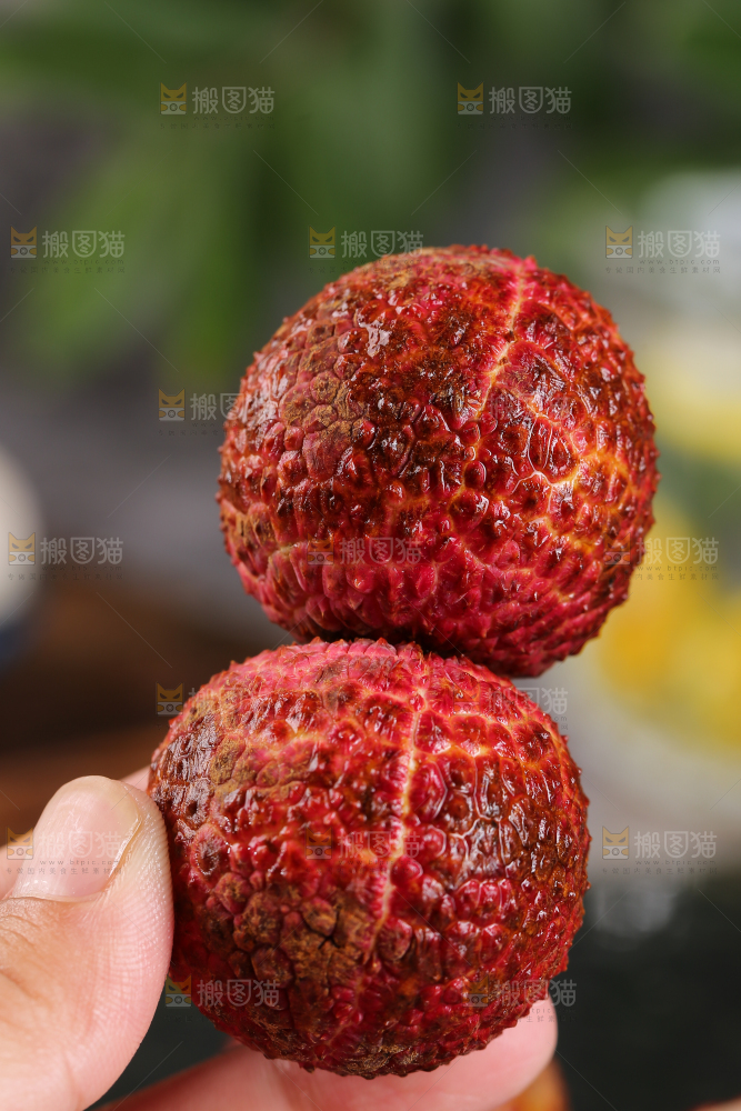 手上拿着无核荔枝