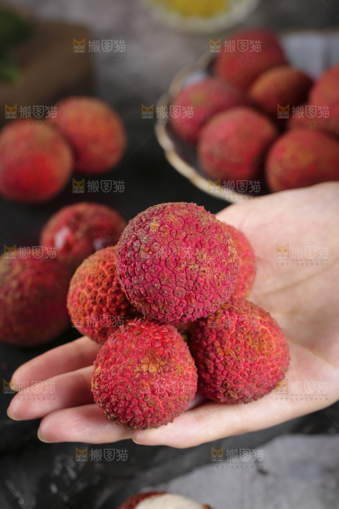 手上捧着无核荔枝