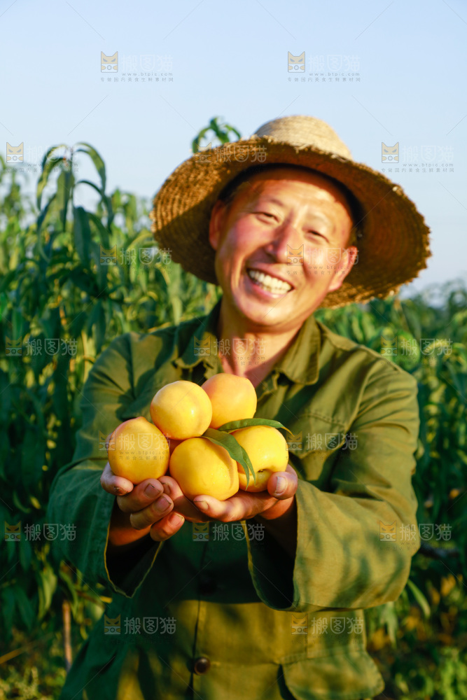 手上捧着一堆黄油桃