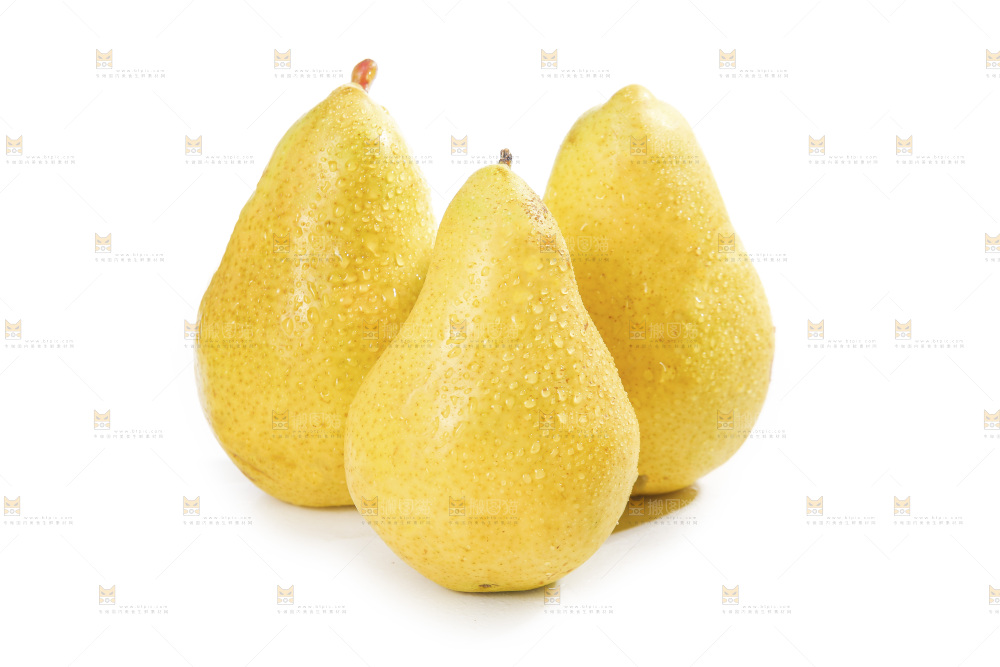 白底上的新鲜太婆梨